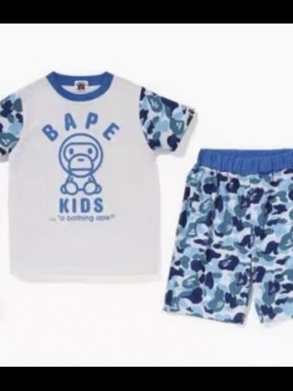 Bape kids blue camo set